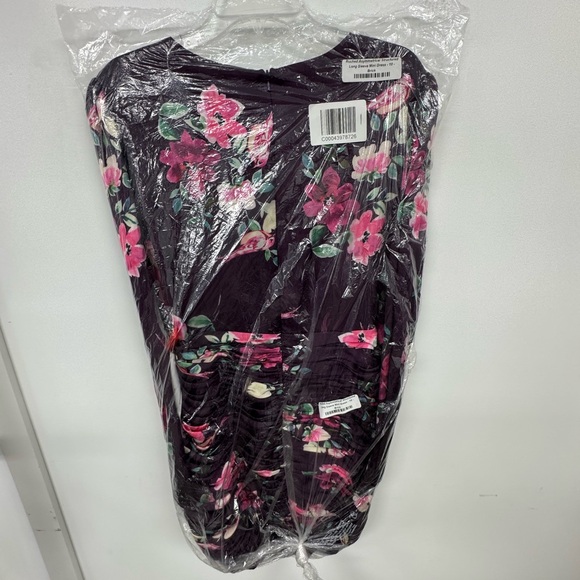 Mac Duggal Purple and Pink Sheath Dress with Long Bishop Sleeves - Picture 7 of 8